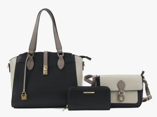 Two Tone Handbag Set 3 in 1