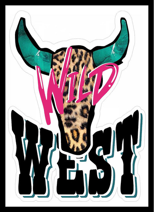 Leopard Bull Skull Wild West Vinyl Decal