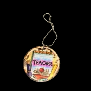 Spiral Notebook with Pen, Ruler, Apple Teacher Car Charm