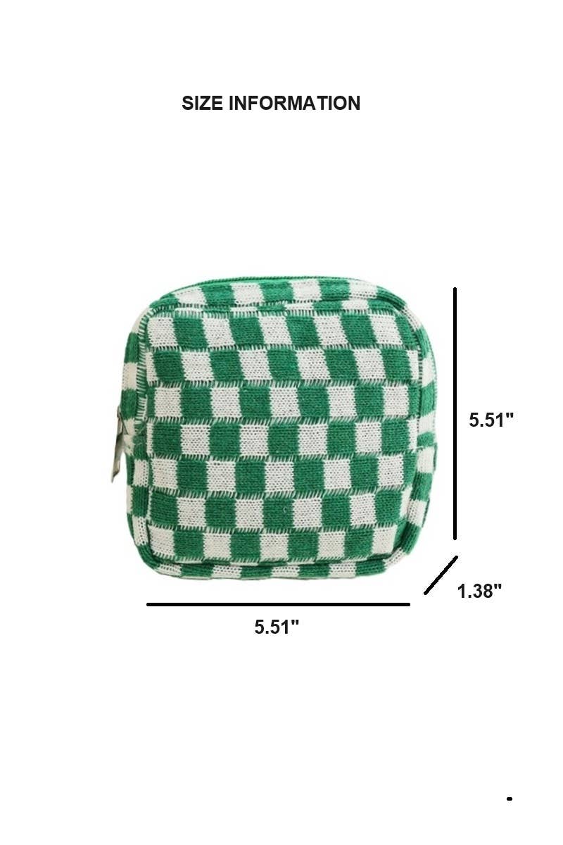Mini Checkered Makeup Cosmetic Travel Case