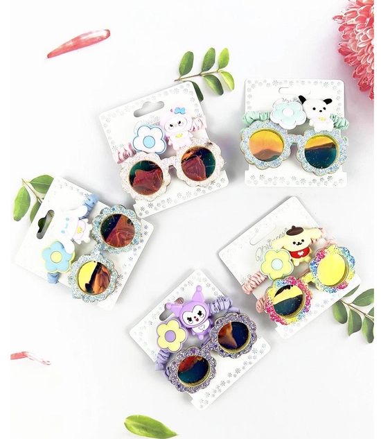 Cute Child  Hair Tie with Sun Glasses Set