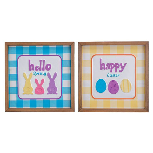 Plaid Square Spring Easter Sign