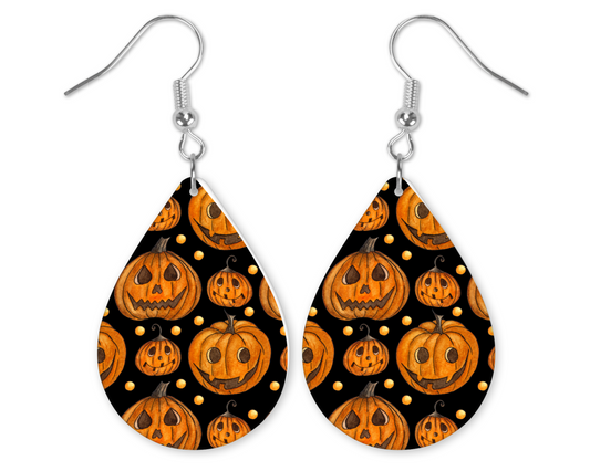 Jack O Lanterns Tear Drop Earrings