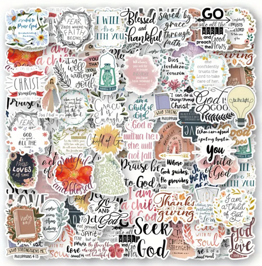 50 Piece Assorted Bible Verse Stickers