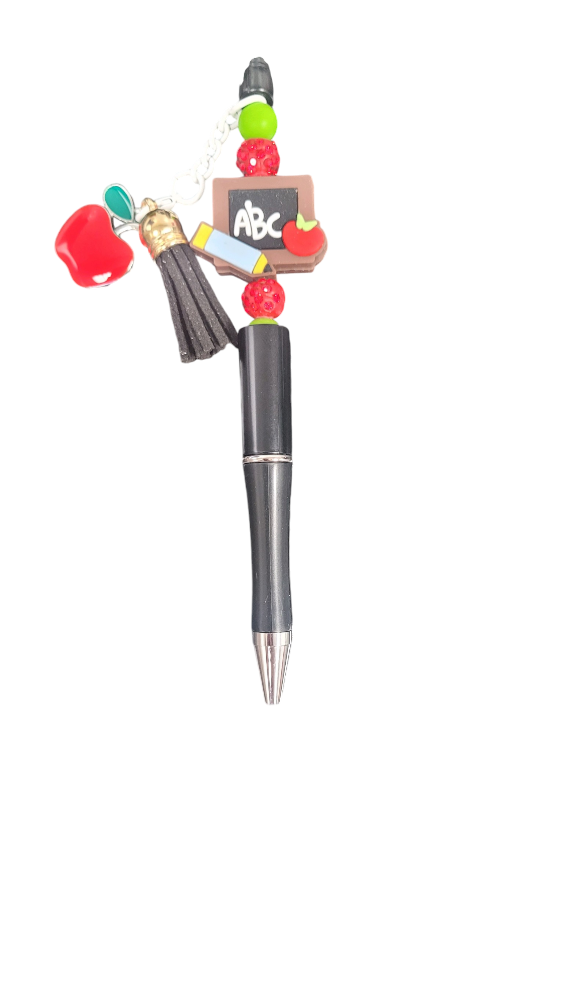 Chalkboard and Crystal Beaded Pen with Charm