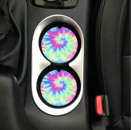 Mint & Pink Tie Dye Car Coasters