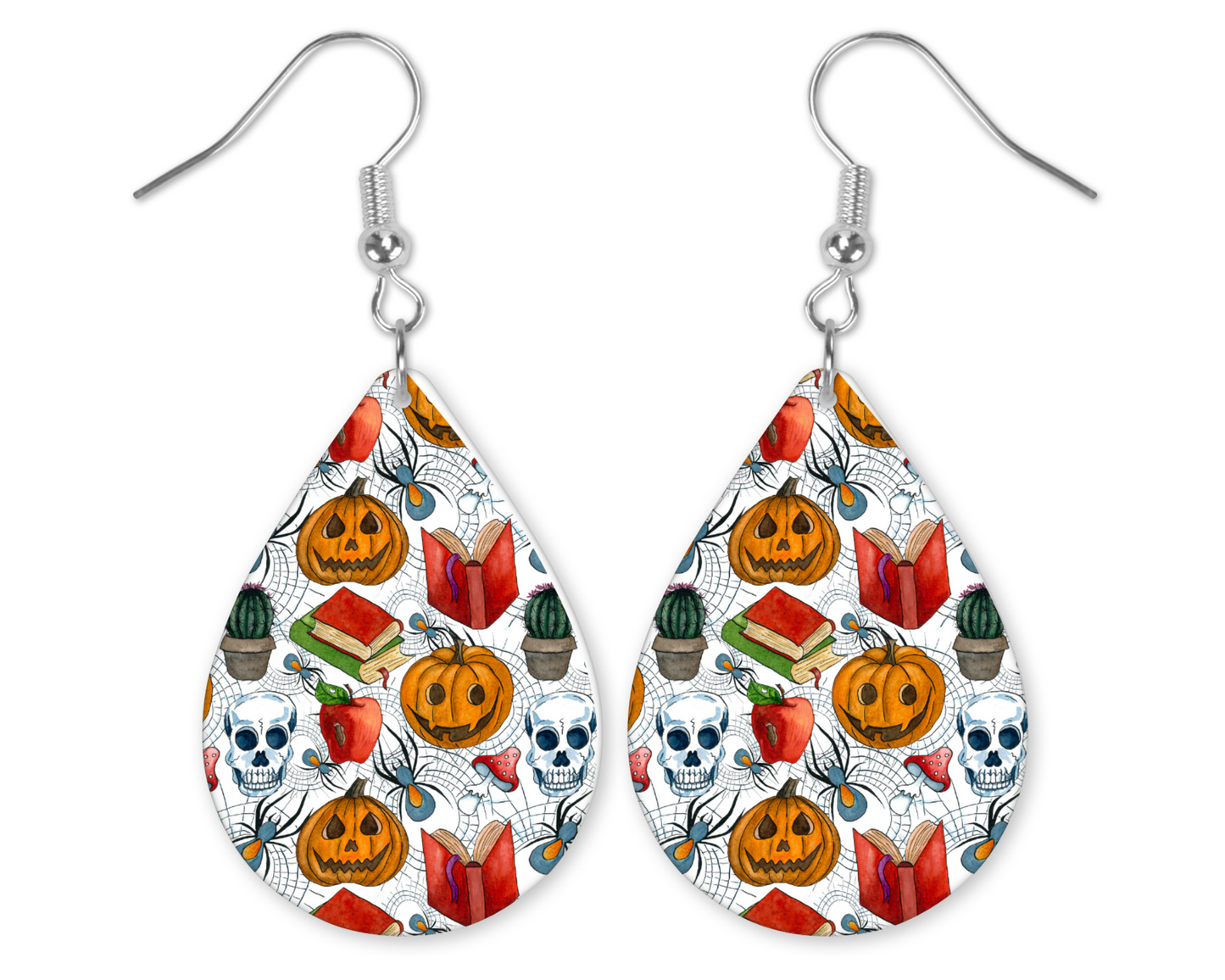 Books and Spooks Tear Drop Earrings