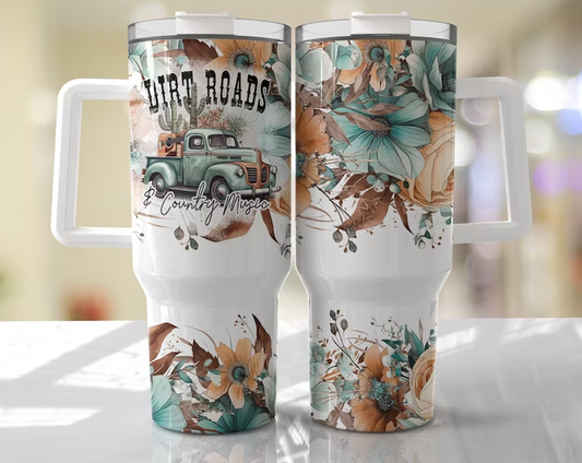 40oz. Dirt Roads & Country Music Tumbler with Handle