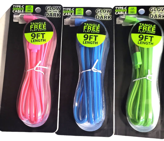 Glow In The Dark 9 Ft. Type-C Cable