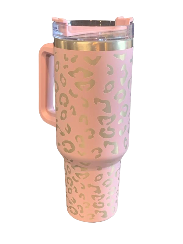 40oz. Leopard Print Tumbler with Handle