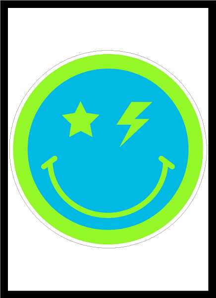 Lime and Teal Smiley Face Vinyl Decal