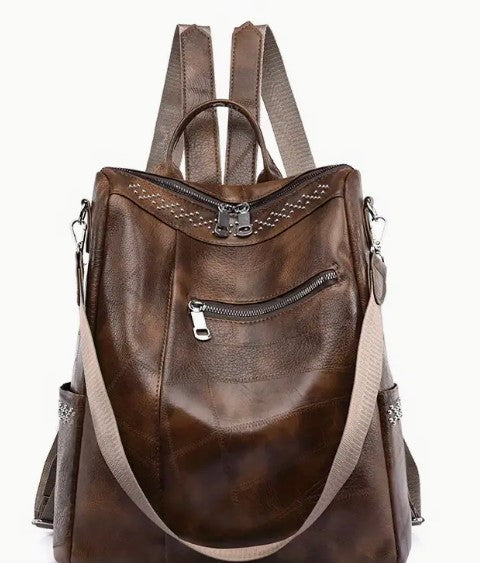 Spacious Convertible Vegan Leather Back Pack