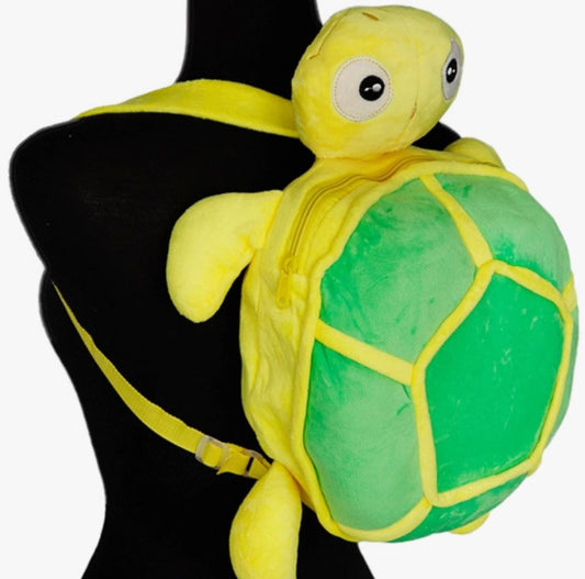 Youth Kids Turtle Plushie Polyester Lined Zippered Backpack