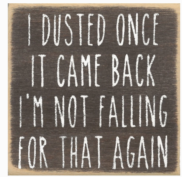 I Dusted Once It Came Back I'm Not Falling Again 4 x4 Sign