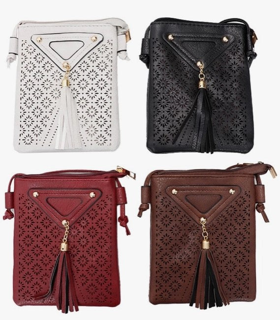 Laser Cut Pu Leather Crossbody Bag