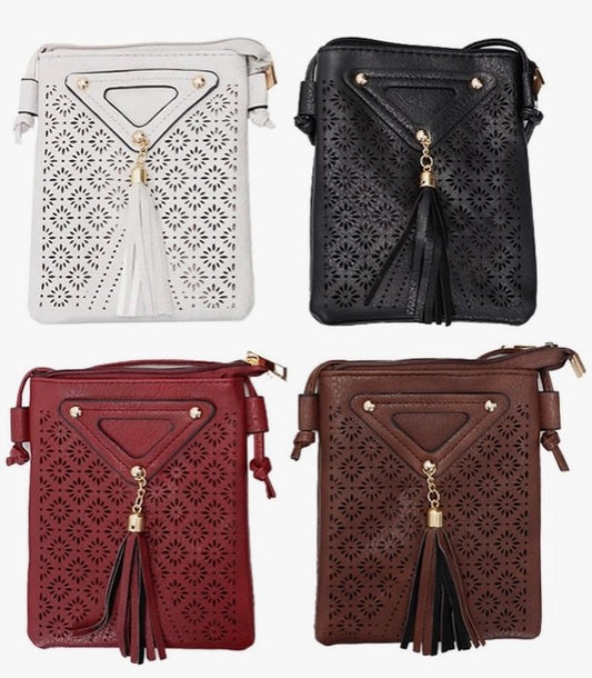 Laser Cut Pu Leather Crossbody Bag
