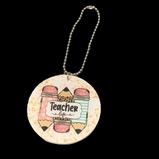 Daisy, Leopard, Stripe Pencils Teacher Life Car Charm