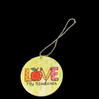 Lime Green Pattern "Love My Students" Car Charm