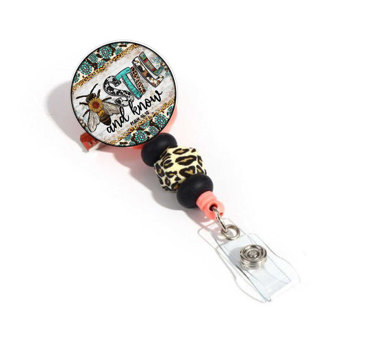Bee Still & Know Silicone Beaded Badge Reel