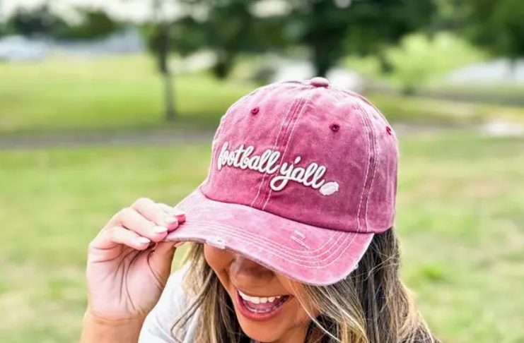 Football Y'all Embroidery On Baseball Cap