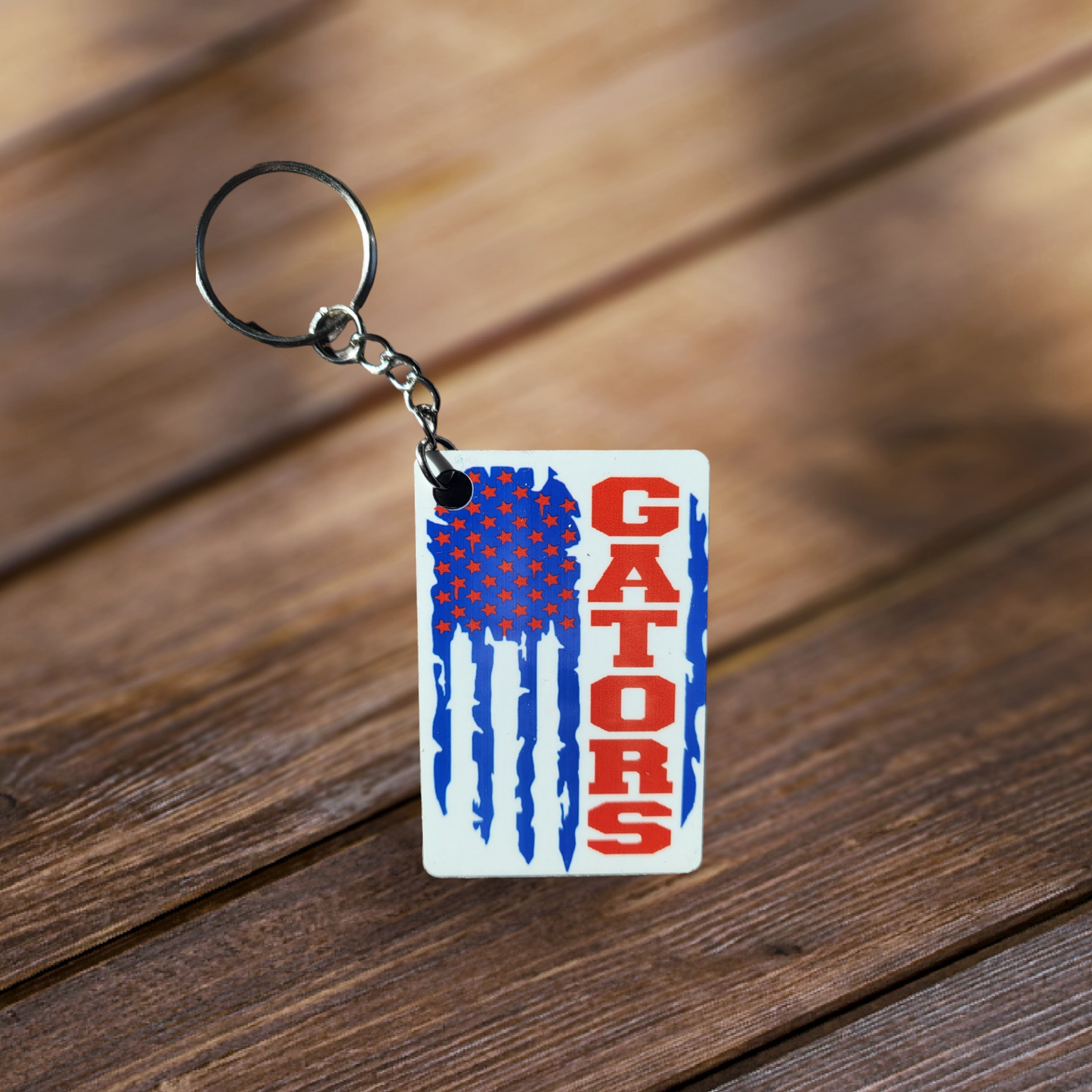 Rectangle Distressed Flag Sports Team Key Chain