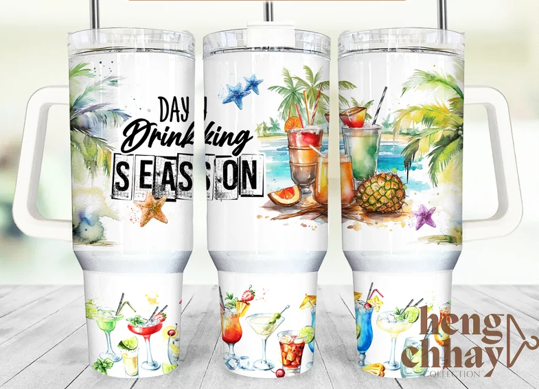 40oz Day Drinking Season Tumbler w/Handle