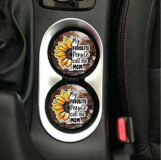 My Favorite People Call Me MOM Sunflower Car Coasters