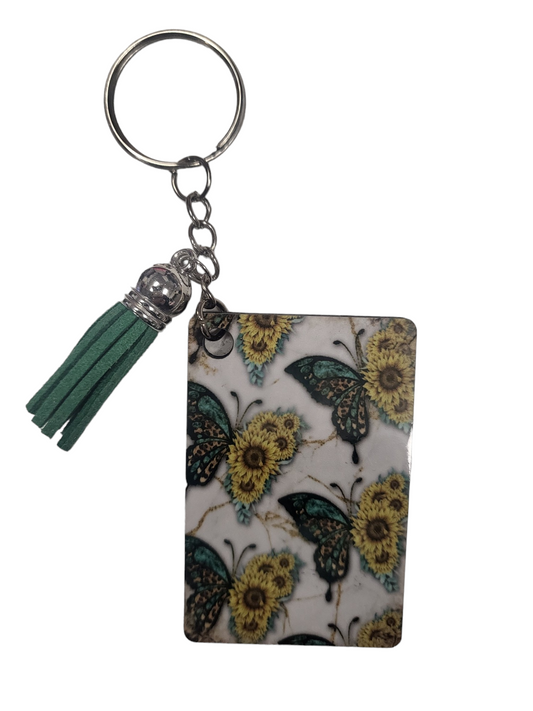 Leopard and Sunflower Butterfly Keychain/Tassel