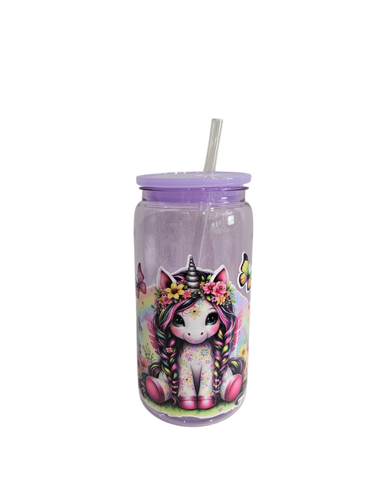 16oz Plastic Acrylic Cup With Colorful Lids- Children Themes