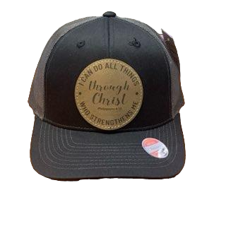 I Can Do All Things Through Christ Leather Patch 6 Panel Mesh Cap