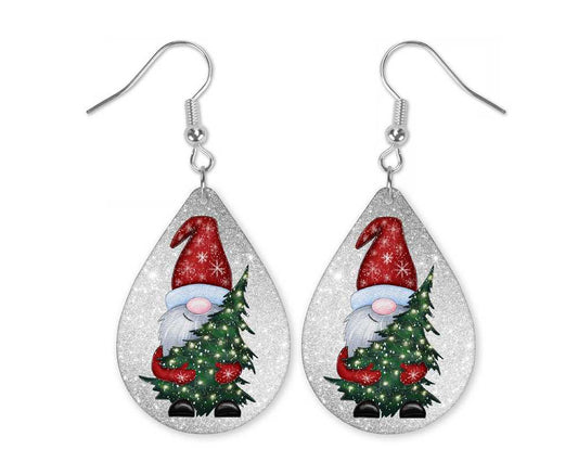 Santa Gnome With Christmas Tree Earrings