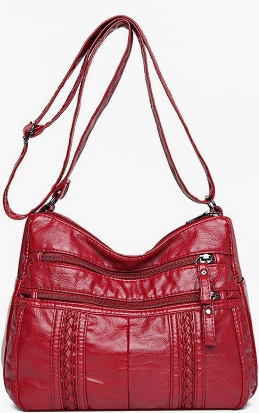 Texture Soft PU  Leather Messenger BAG