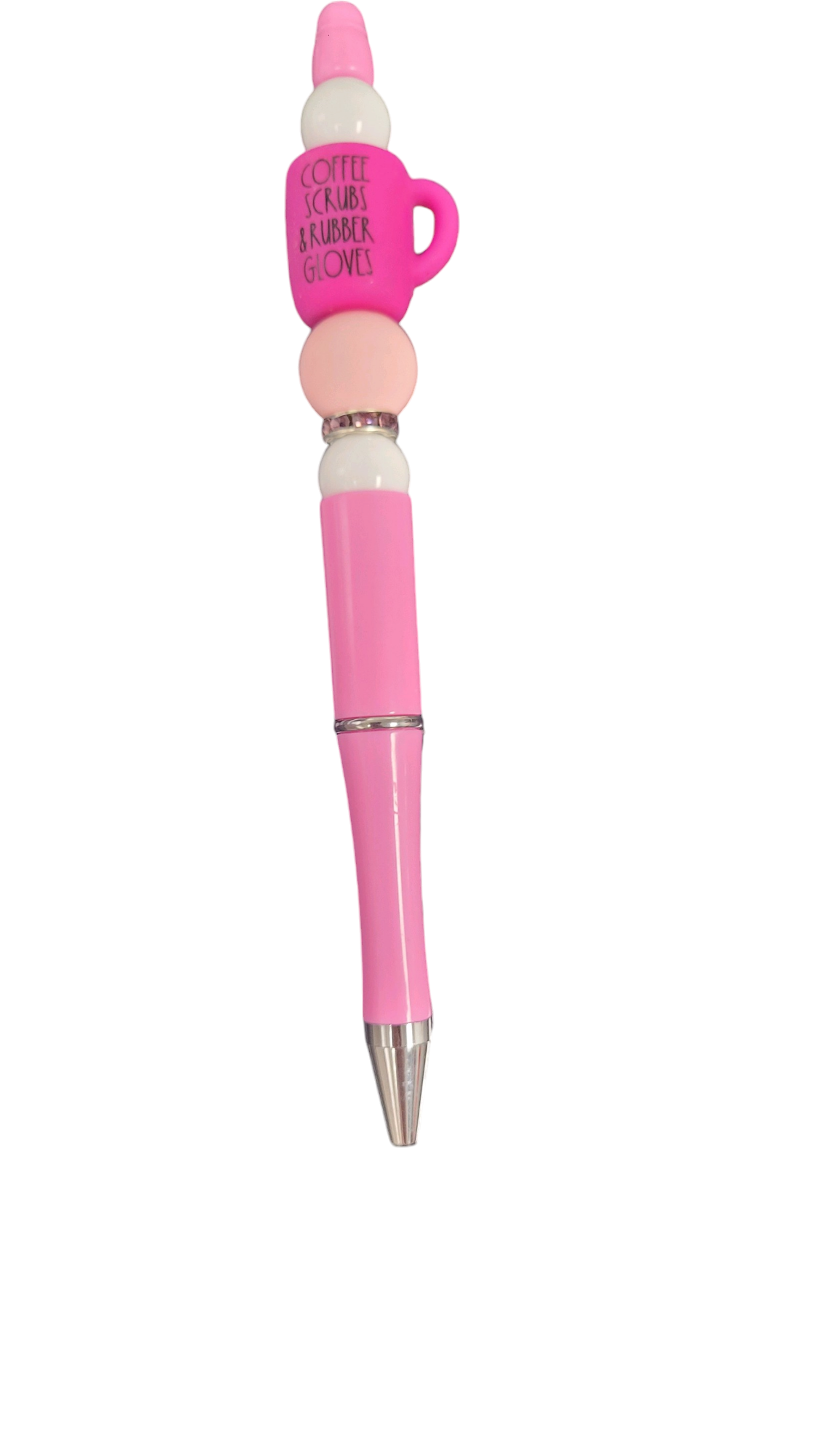 Hot Pink Coffee Bead Pink and Crystal Pink Pen