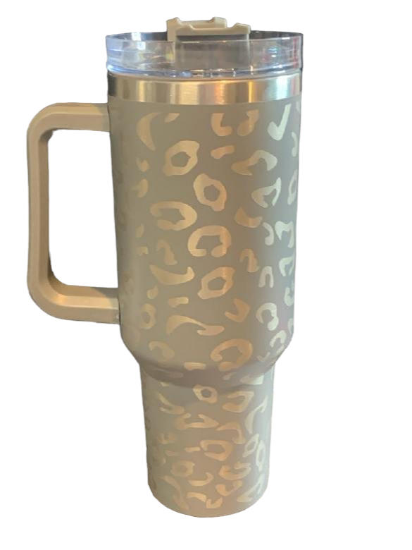 40oz. Leopard Print Tumbler with Handle