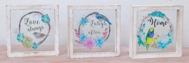 Love Laugh  Floral Bird Sign