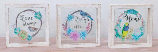 Love Laugh  Floral Bird Sign