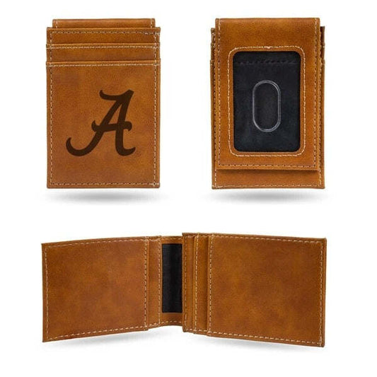 Alabama Crimson Tide LEFPW Laser Engraved Tan Front Pocket Wallet