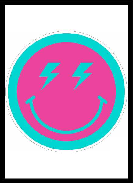 Teal Lightning Bolt and Hot Pink Smiley Face Vinyl Decal