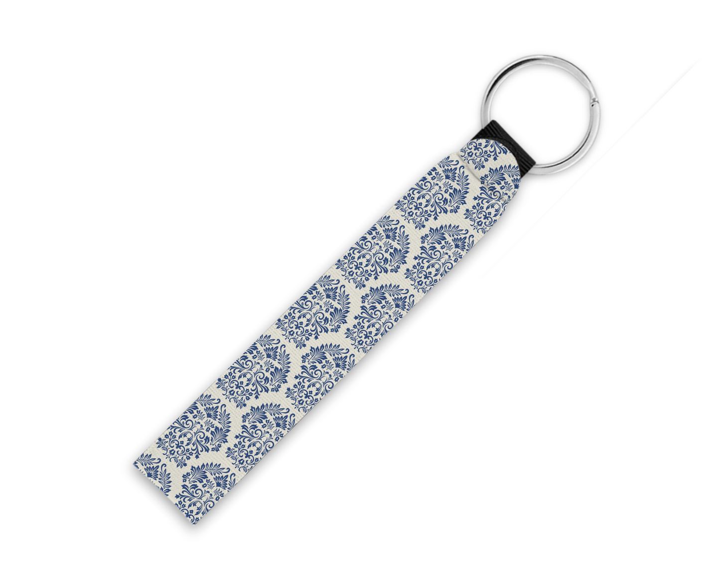 Large Blue Toile Neoprene Key Fob