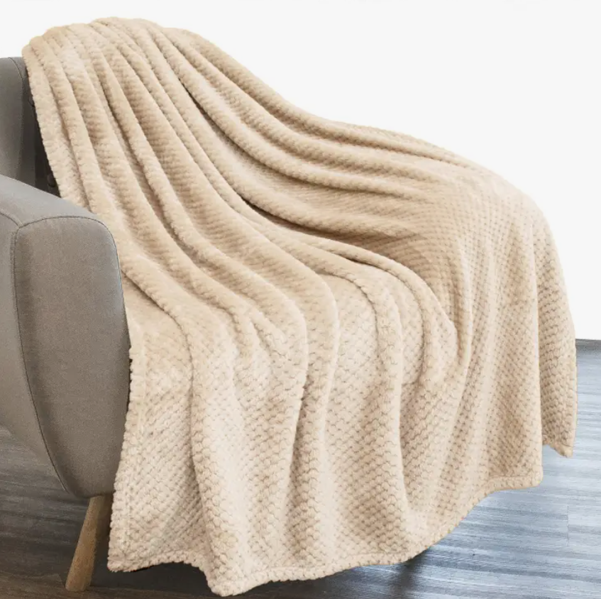 Cream Waffle Textured Fleece Blanket 50" x 60"