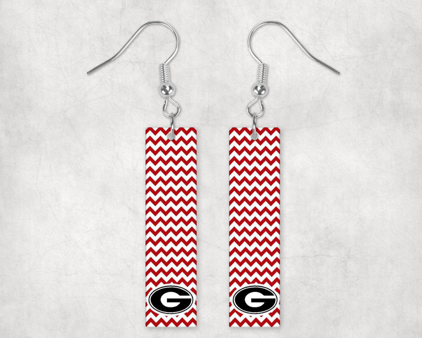 Sports Bar Earrings  Georgia Red Asst. Patterns