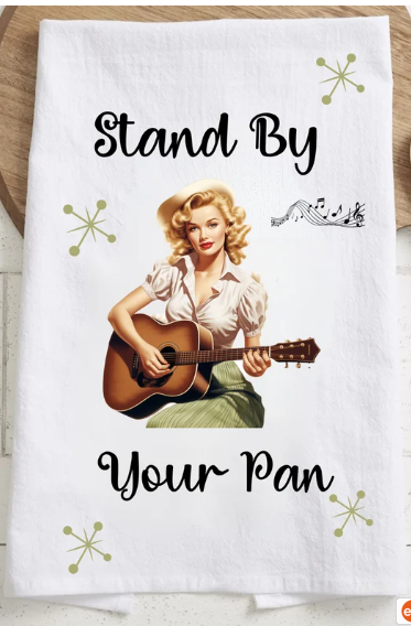 Stand By Your Pan  Vintage Kitchen Towel