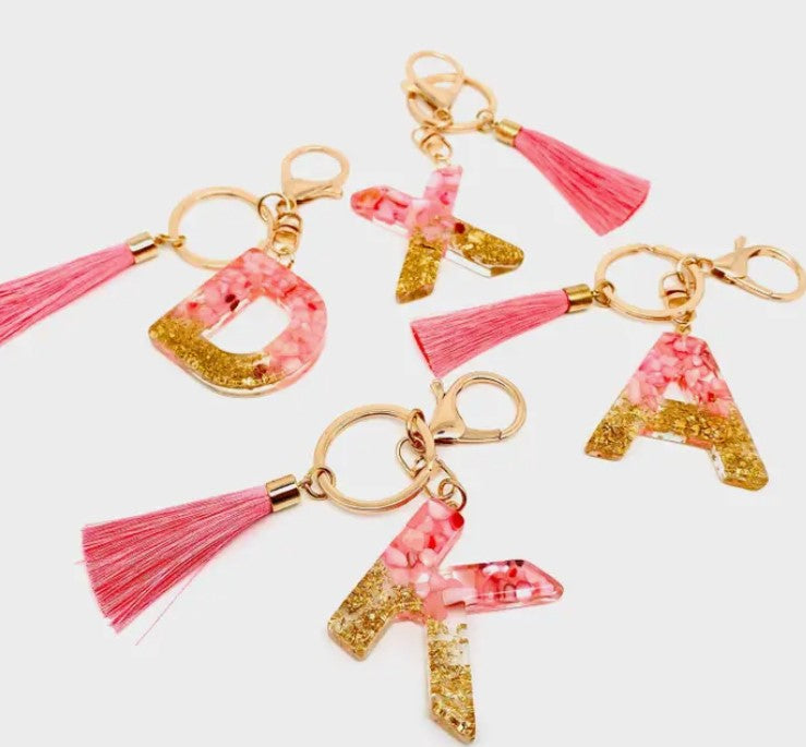 Pink and Rose Gold Acrylic Keychain