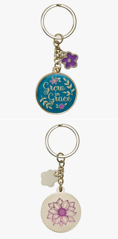 Grow in Grace Metal Key Ring with Link Chain