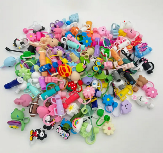 Asst .Boho Straw Toppers For Tumblers