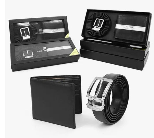 Men's Black Wallet & Belt Set