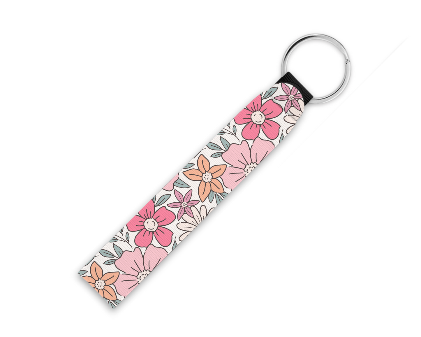 Pretty Pink Flowers Neoprene Key Fob