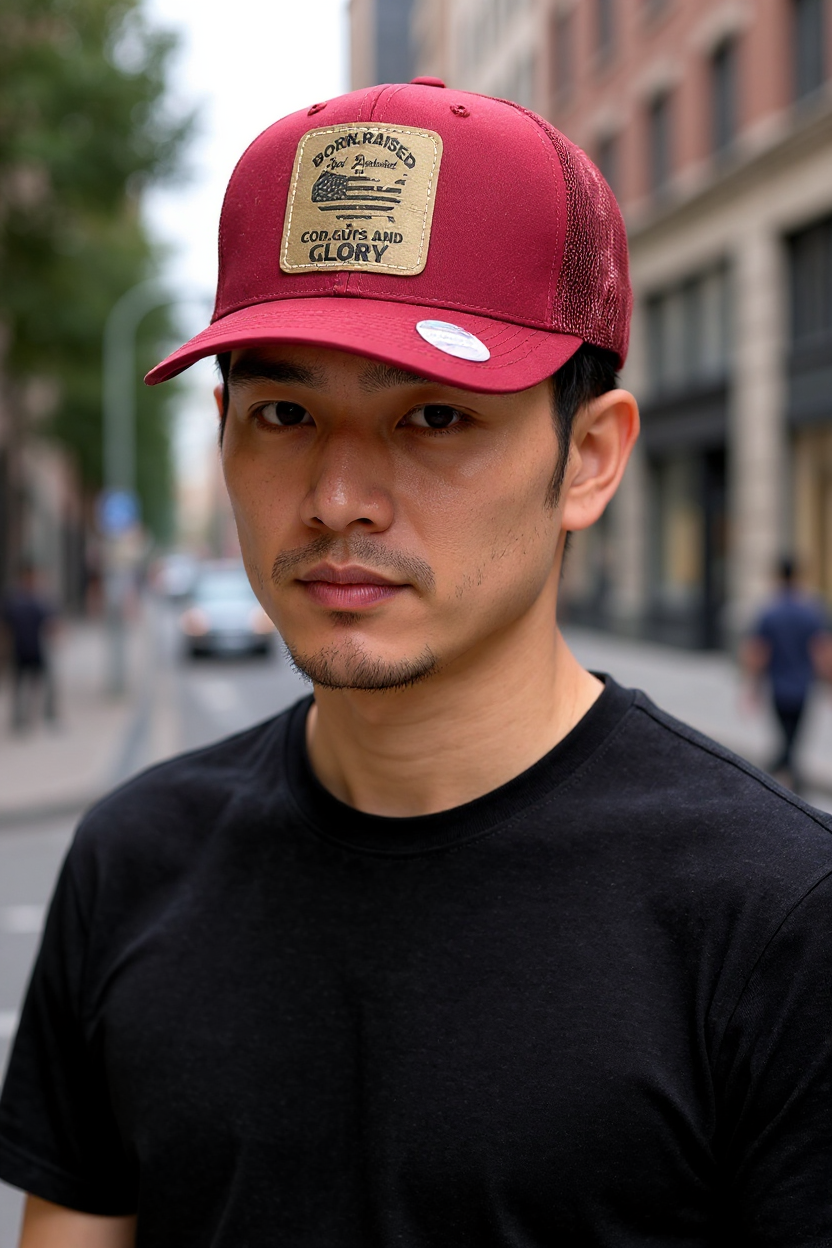 God, Guts, Glory Leather Patch 6-Panel Mesh Cap