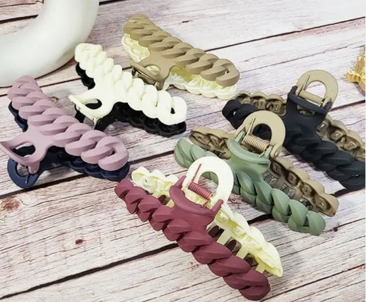 Large Two Color Fashion Chain Hair Jaw Clip