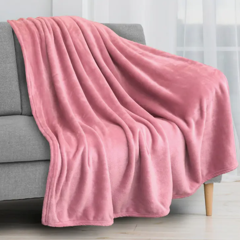 Blush Pink Classic Fleece Throw 50" x 60"